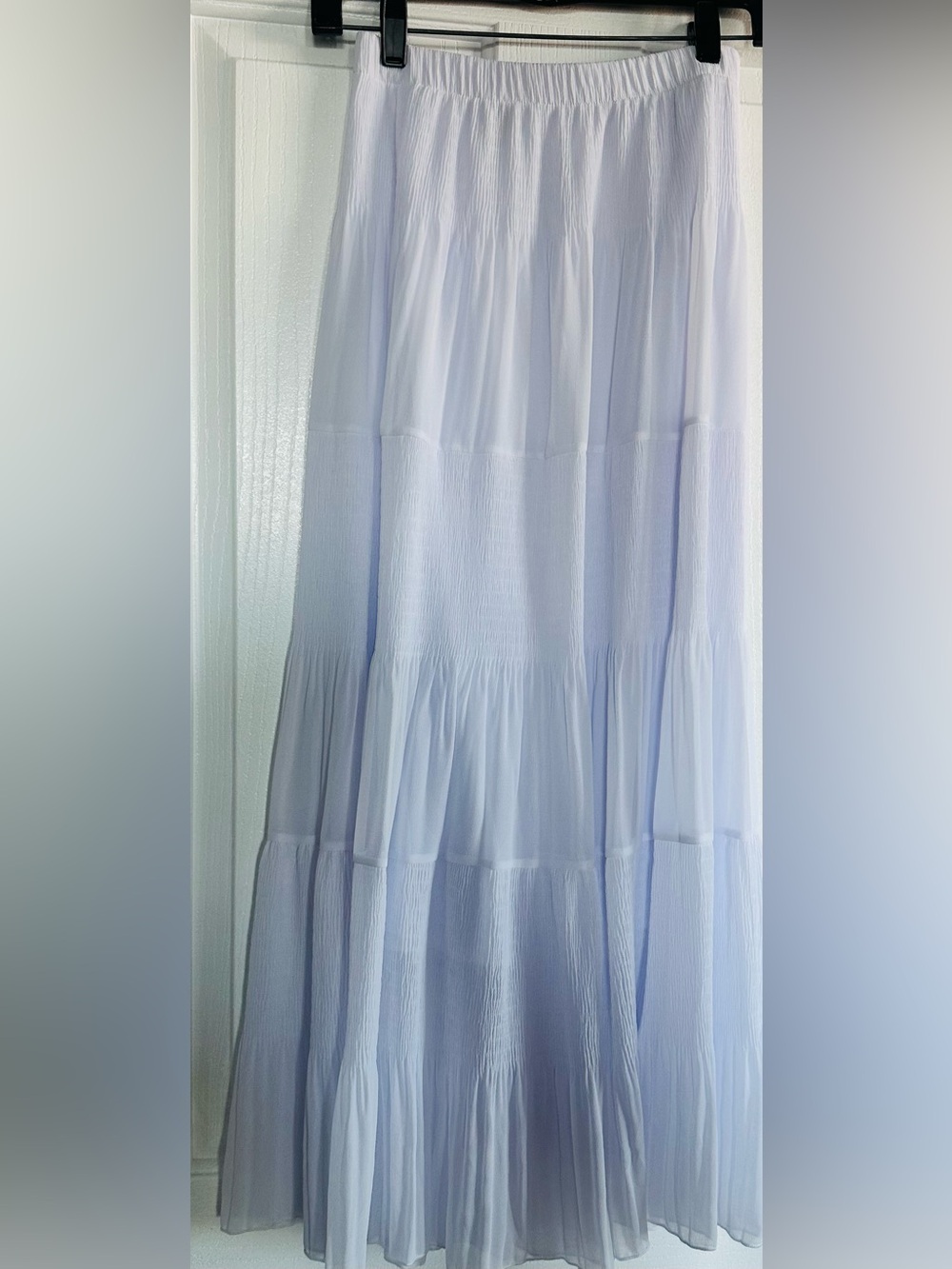 White Boho Tiered Maxi Skirt -  Flowing Women's Skirt
